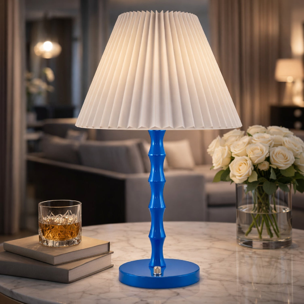 Modern European furniture - Pleated Linen Iron Table Lamp - www.oroa.com