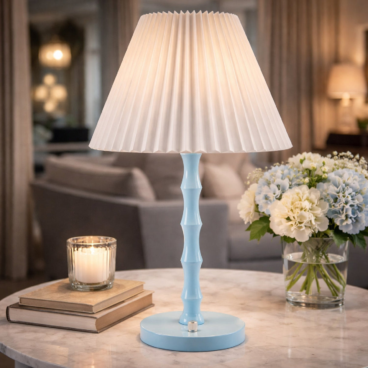 Modern European furniture - Pleated Linen Iron Table Lamp - www.oroa.com
