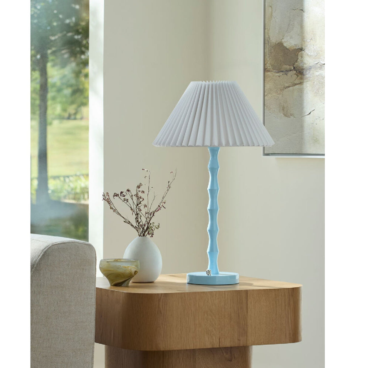 Modern European furniture - Pleated Linen Iron Table Lamp - www.oroa.com