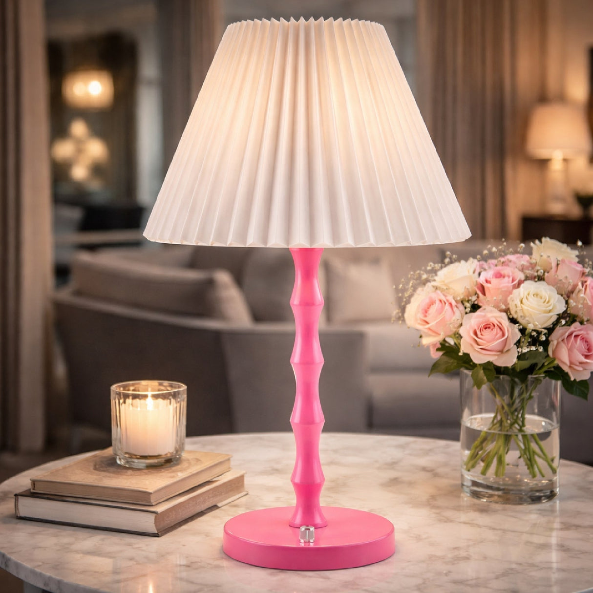 Modern European furniture - Pleated Linen Iron Table Lamp - www.oroa.com