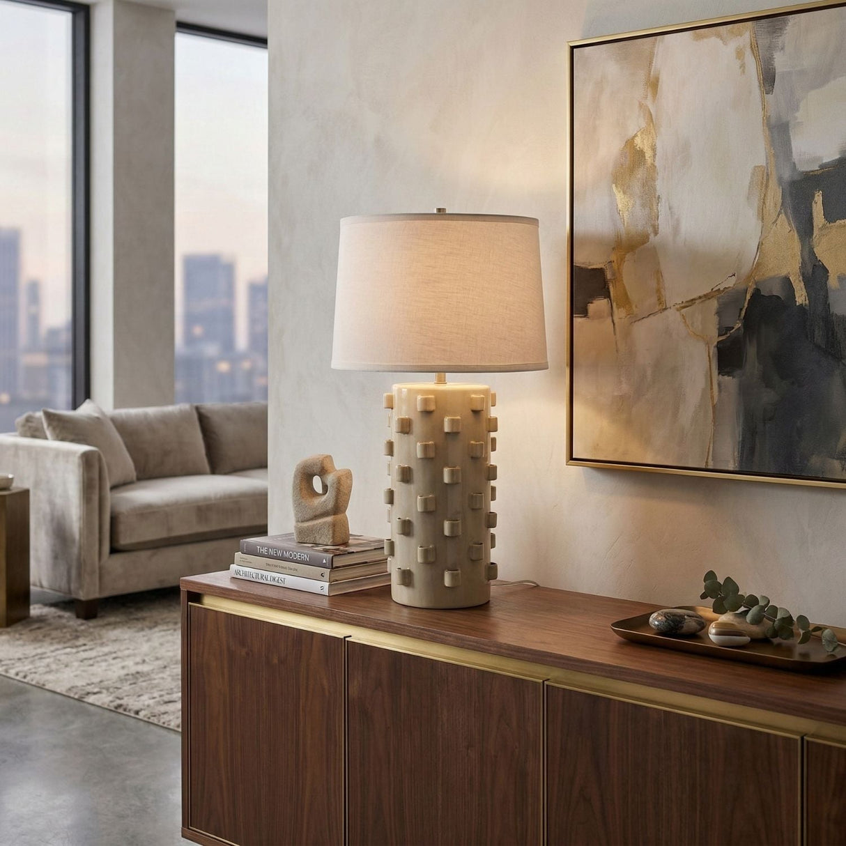 Modern European furniture - Cream Ceramic Embellished Table Lamp - www.oroa.com
