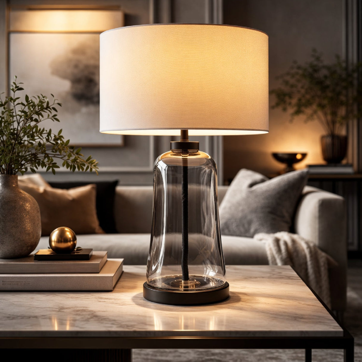 Modern European furniture - Clear Glass Cotton Table Lamp - www.oroa.com