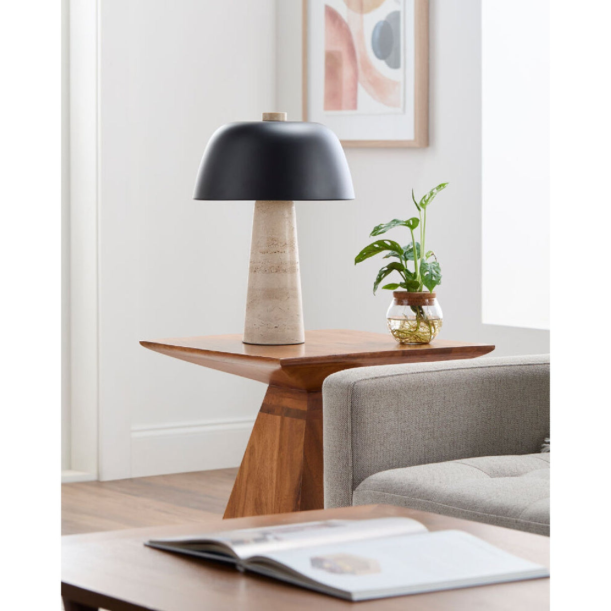 Modern European furniture - Metal Shade Travertine Table Lamp L - www.oroa.com