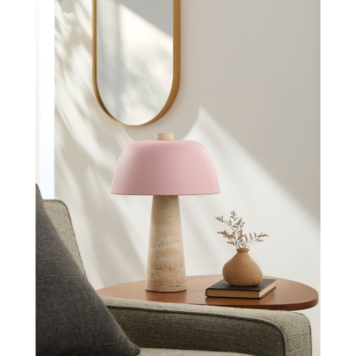 Modern European furniture - Metal Shade Travertine Table Lamp L - www.oroa.com