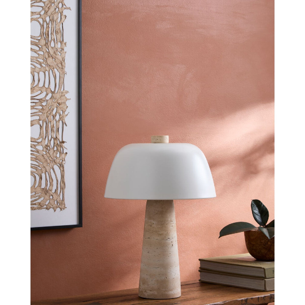 Modern European furniture - Metal Shade Travertine Table Lamp L - www.oroa.com