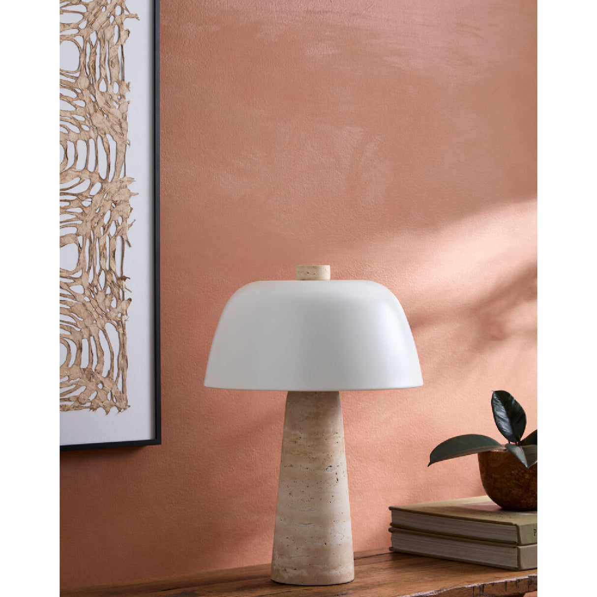 Metal Shade Travertine Table Lamp L | Oroa.com