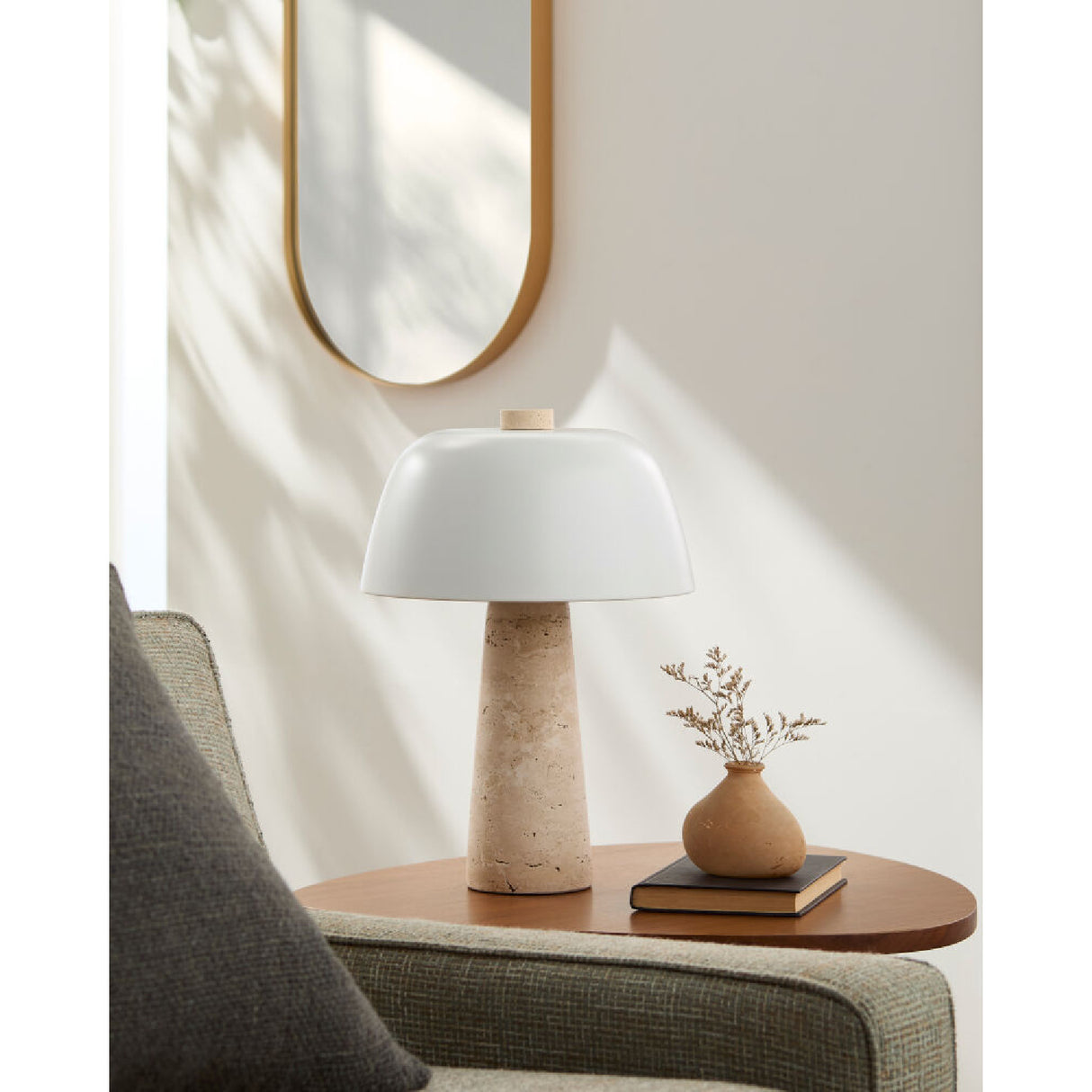 Metal Shade Travertine Table Lamp L | Oroa.com