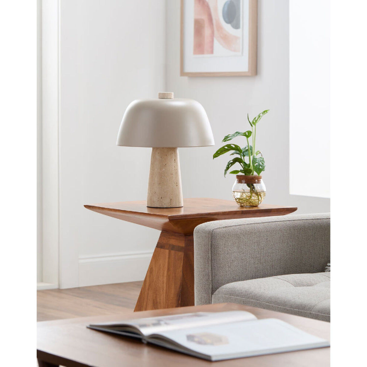 Modern European furniture - Metal Shade Travertine Table Lamp S - www.oroa.com