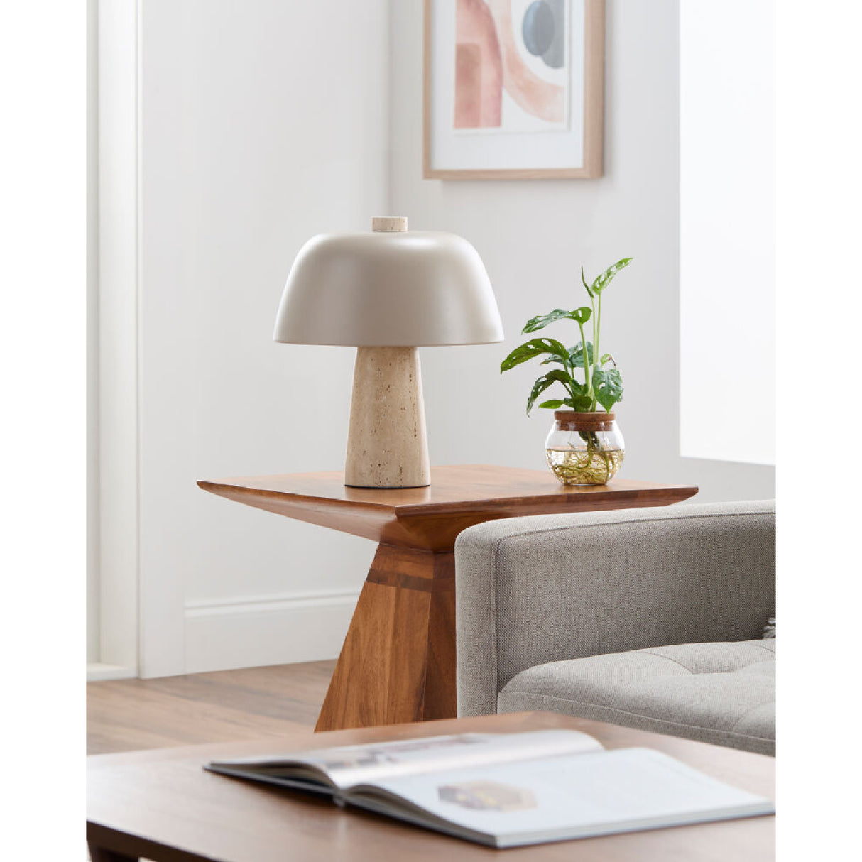 Metal Shade Travertine Table Lamp S | Oroa.com