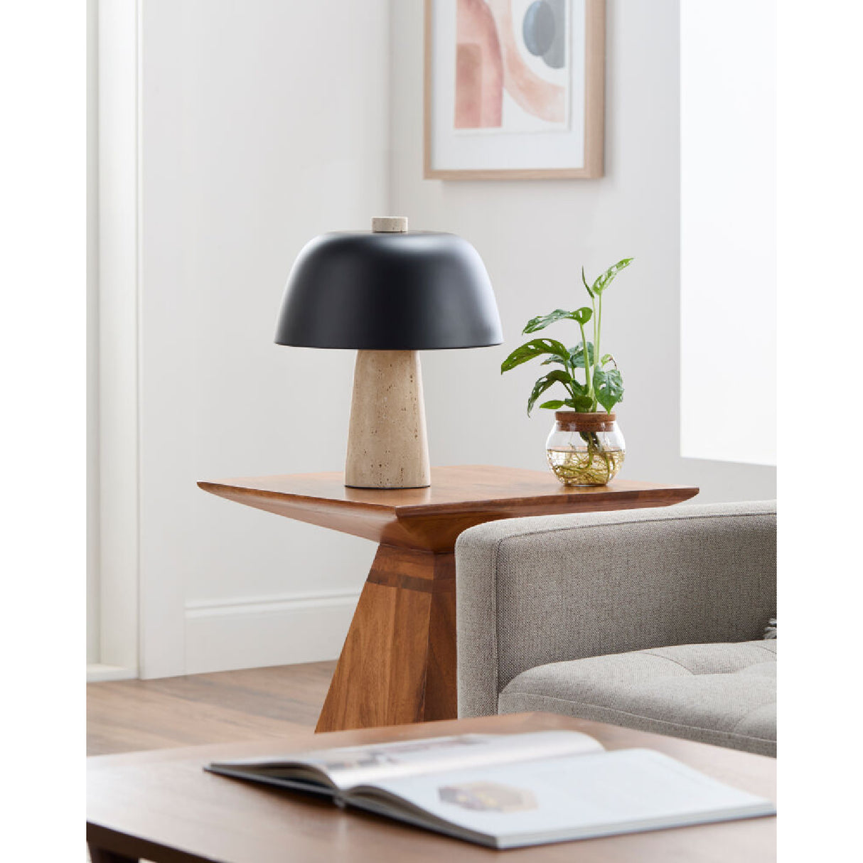 Metal Shade Travertine Table Lamp S | Oroa.com