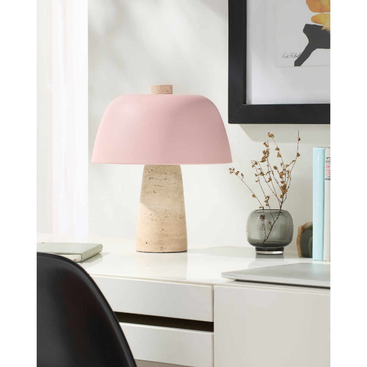 Modern European furniture - Metal Shade Travertine Table Lamp S - www.oroa.com