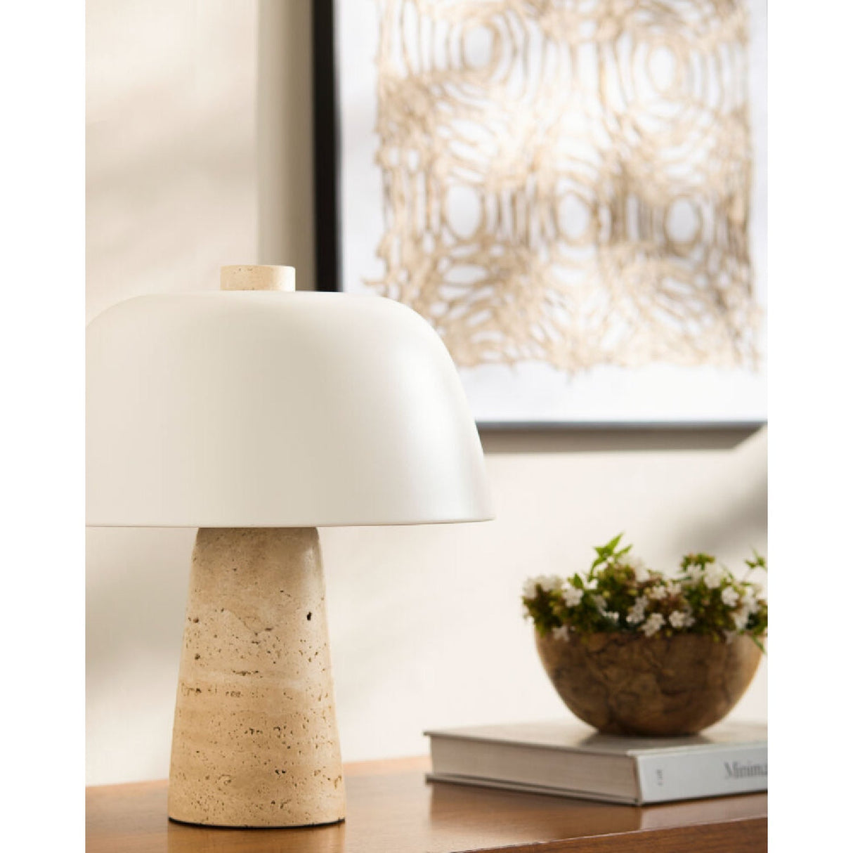 Modern European furniture - Metal Shade Travertine Table Lamp S - www.oroa.com