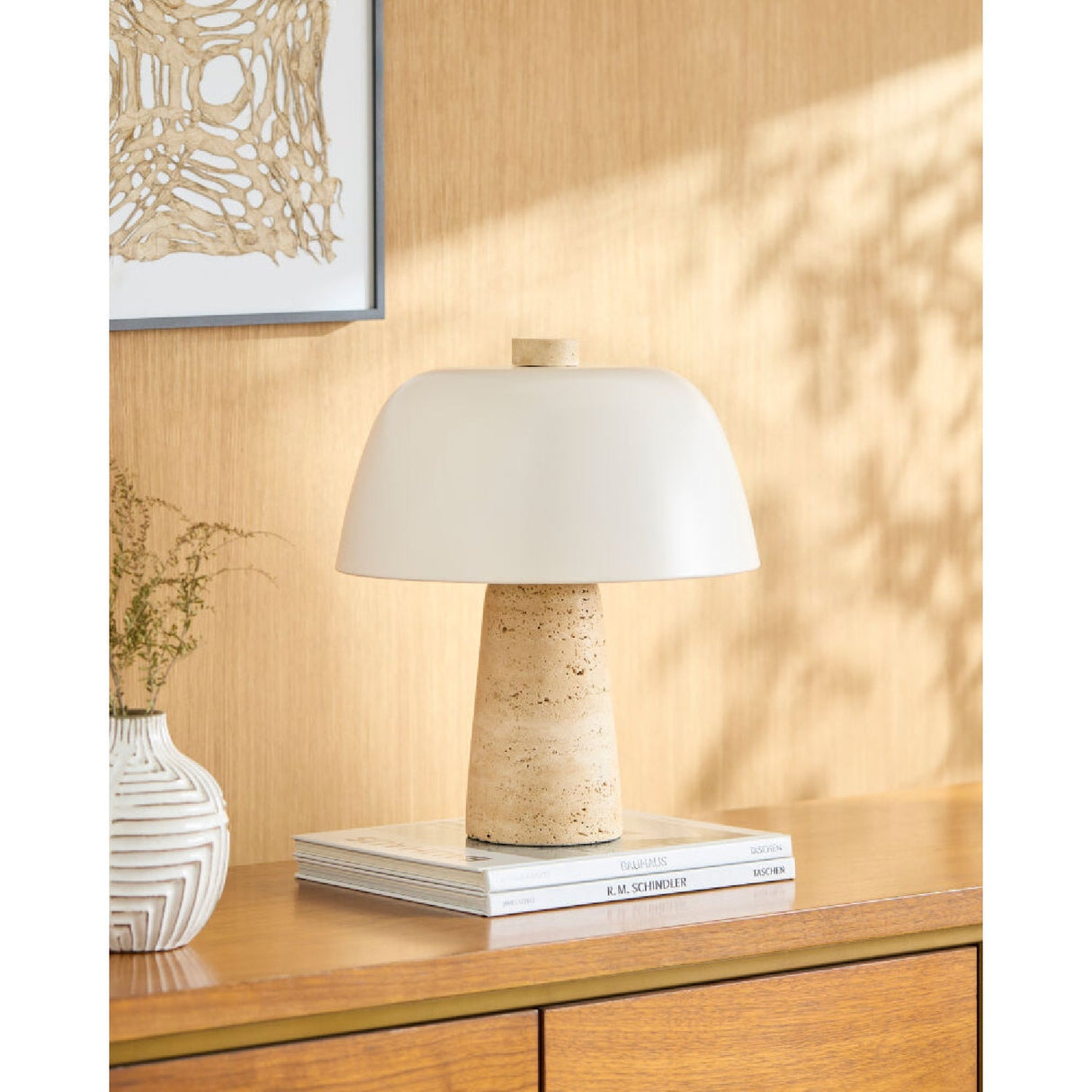 Modern European furniture - Metal Shade Travertine Table Lamp S - www.oroa.com