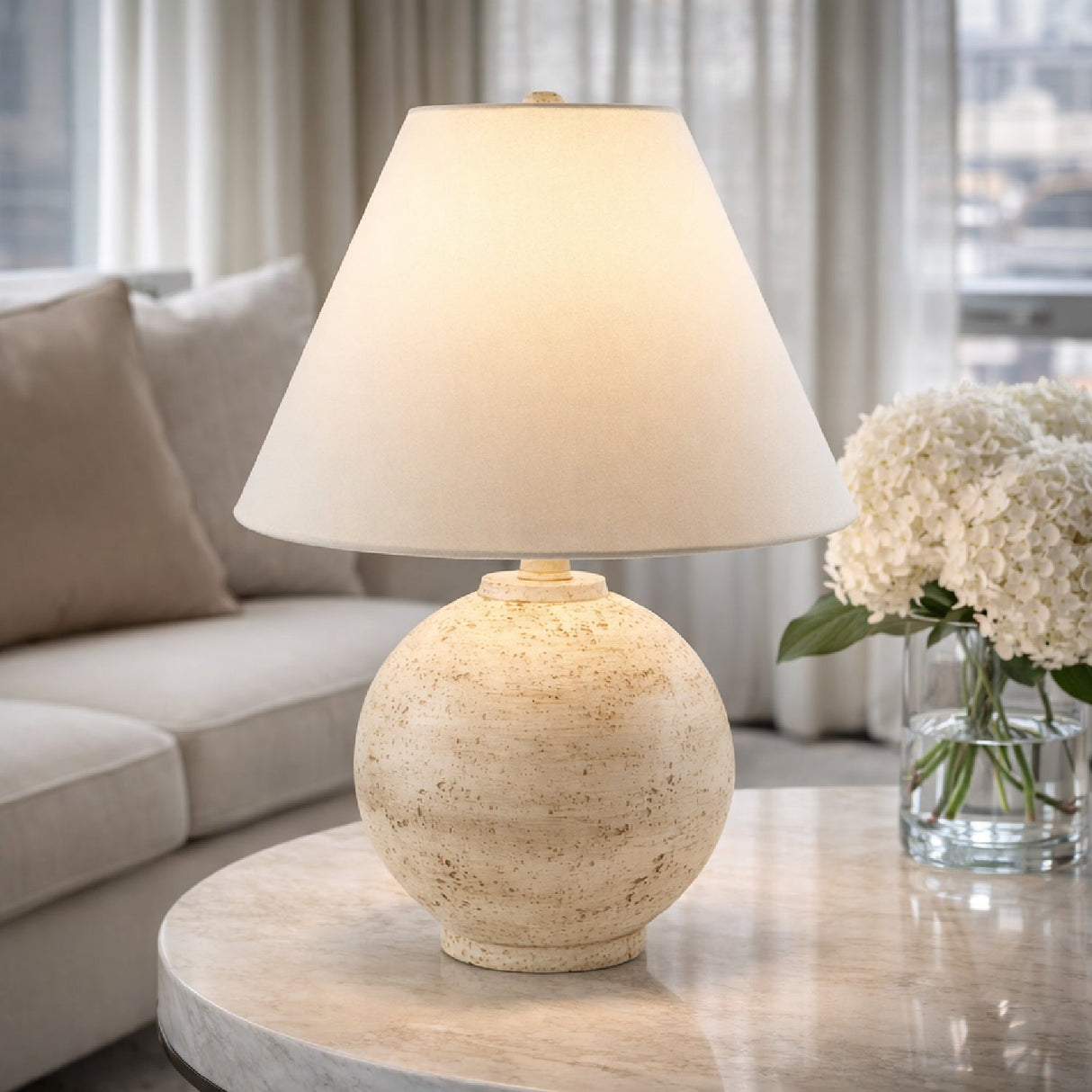 Modern European furniture - Cream Sphere Base Table Lamp - www.oroa.com