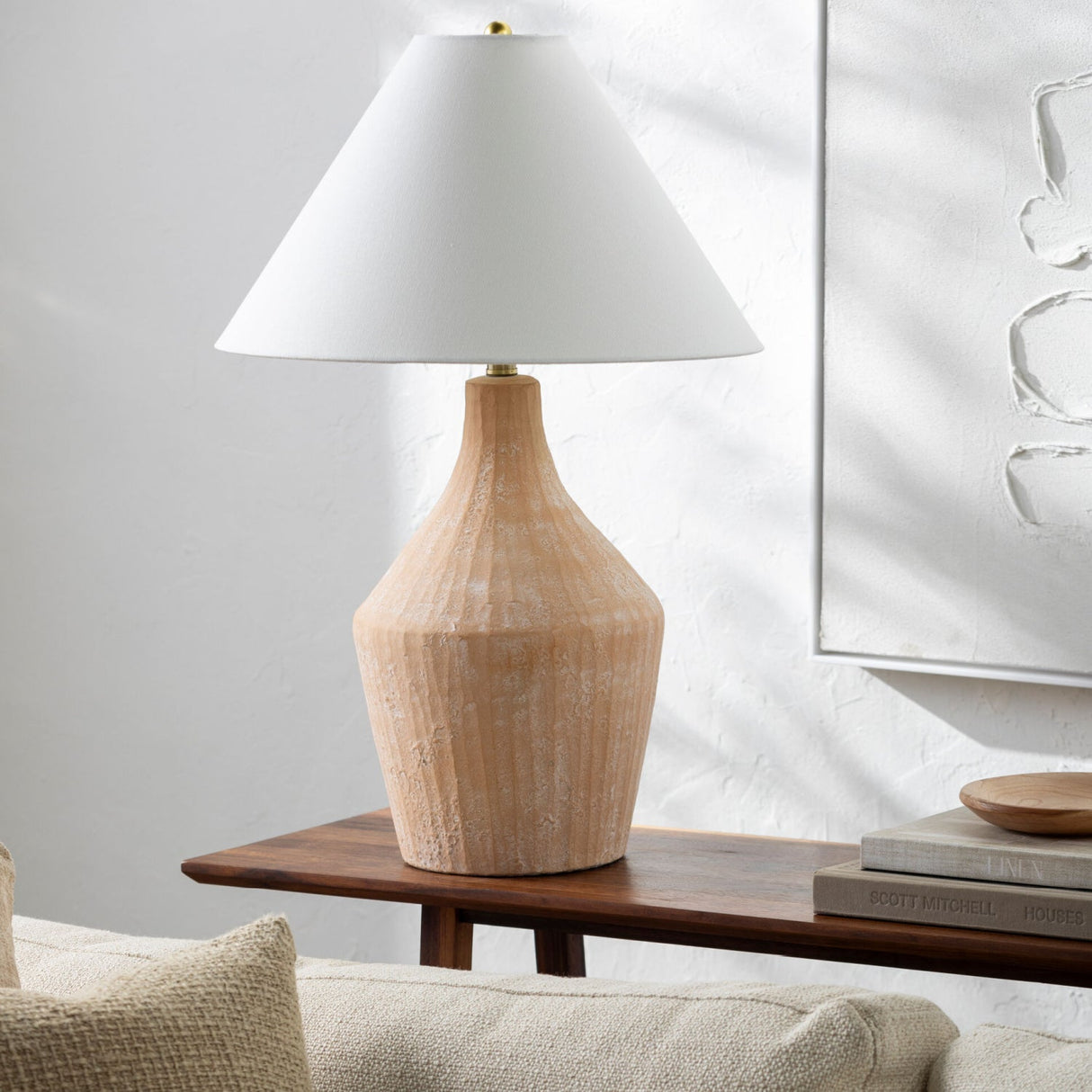 Modern European furniture - Glazed Beige Ceramic Table Lamp - www.oroa.com