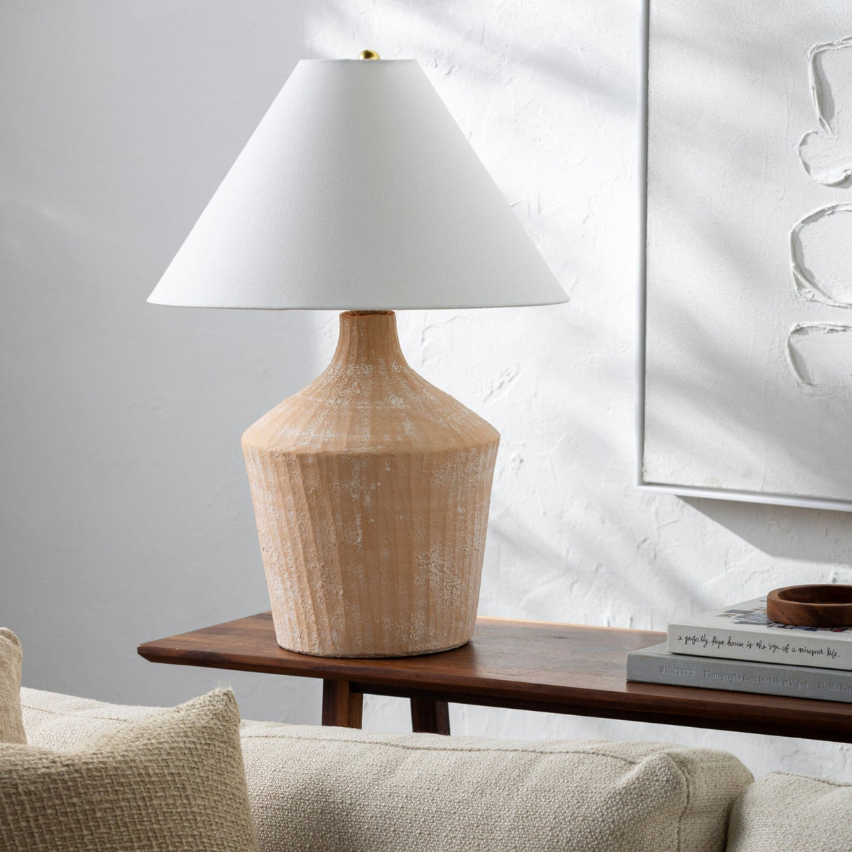 Modern European furniture - Glazed Beige Ceramic Table Lamp - www.oroa.com
