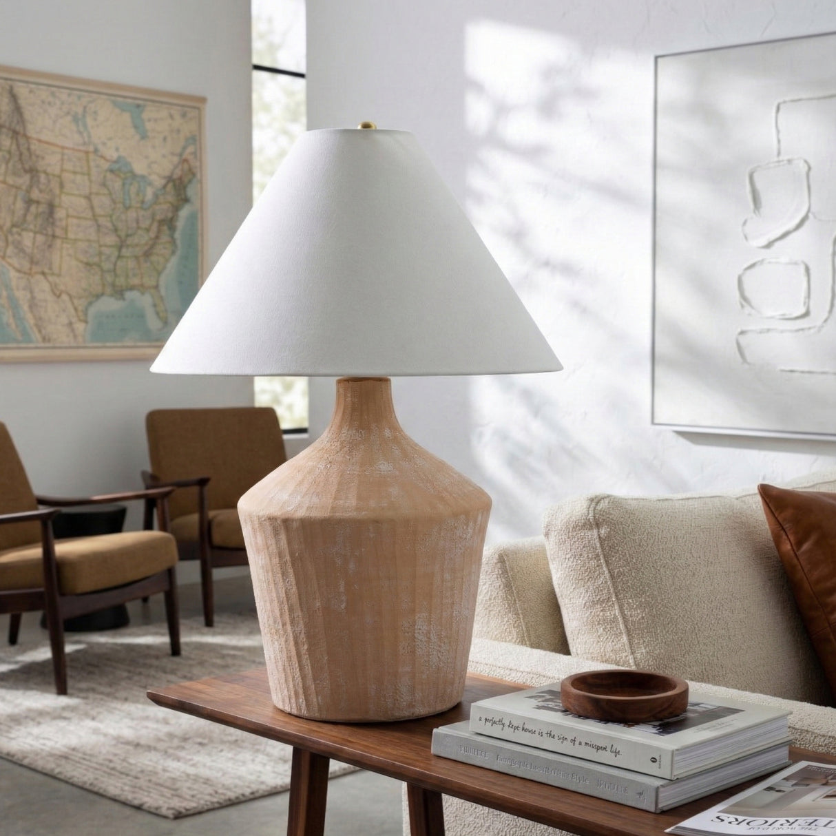Modern European furniture - Glazed Beige Ceramic Table Lamp - www.oroa.com