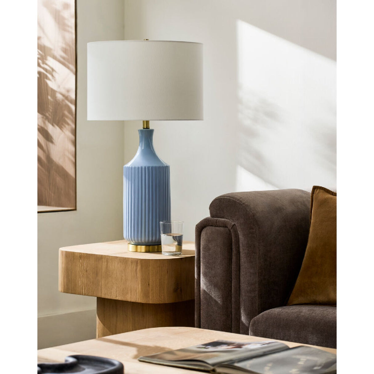 Modern European furniture - Fluted Glazed Ceramic Table Lamp - www.oroa.com