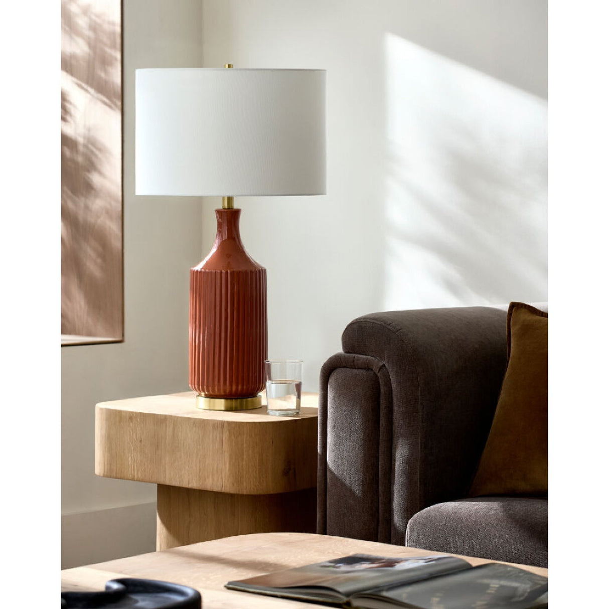 Modern European furniture - Fluted Glazed Ceramic Table Lamp - www.oroa.com