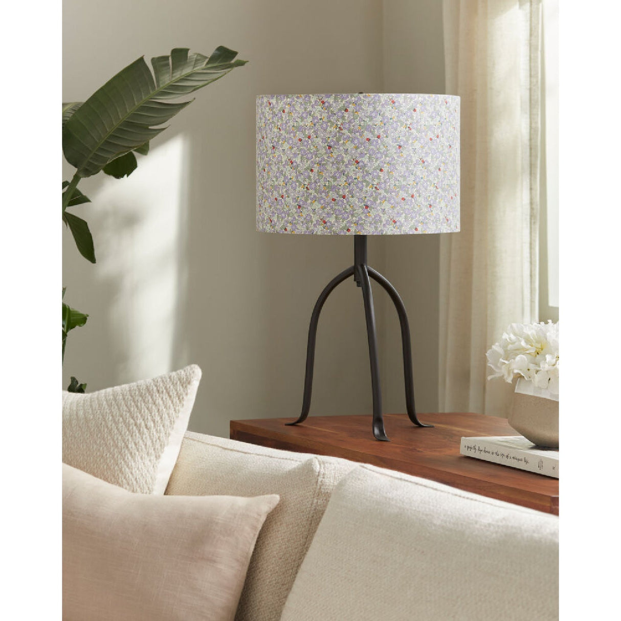 Modern European furniture - Floral Print Linen Table Lamp S - www.oroa.com