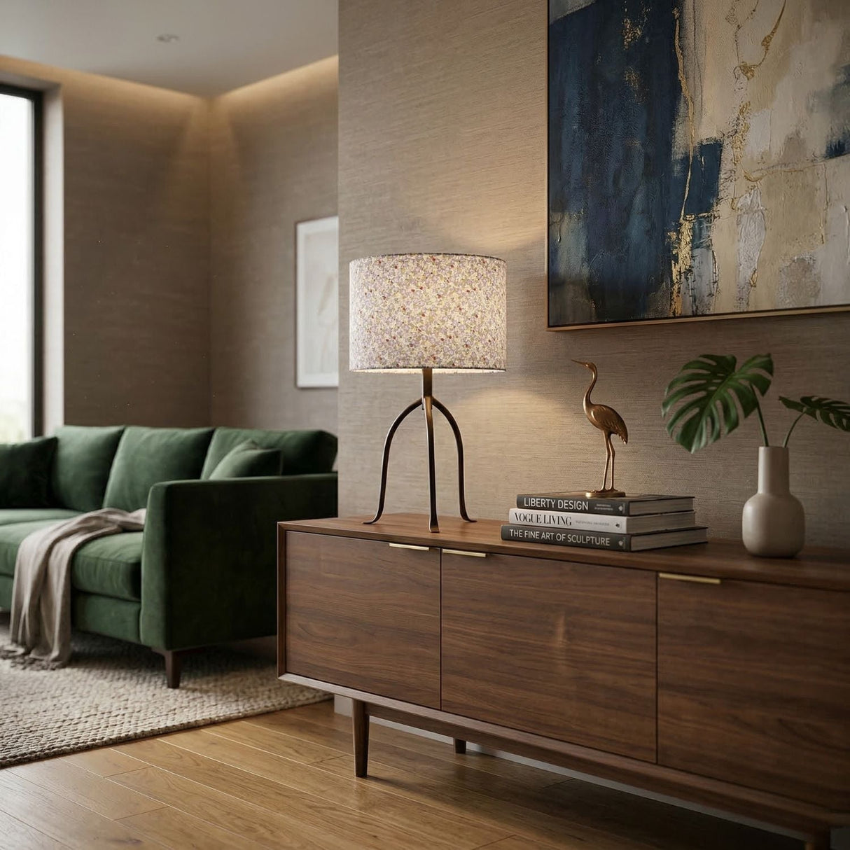 Modern European furniture - Floral Print Linen Table Lamp S - www.oroa.com