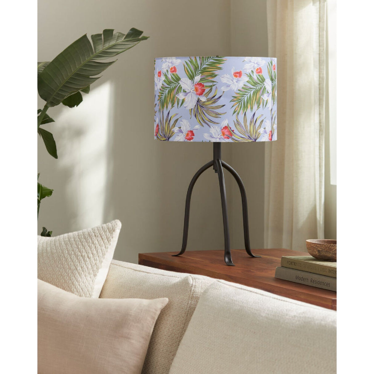 Modern European furniture - Floral Print Linen Table Lamp S - www.oroa.com