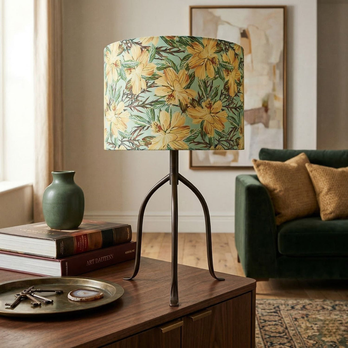 Modern European furniture - Floral Print Linen Table Lamp S - www.oroa.com