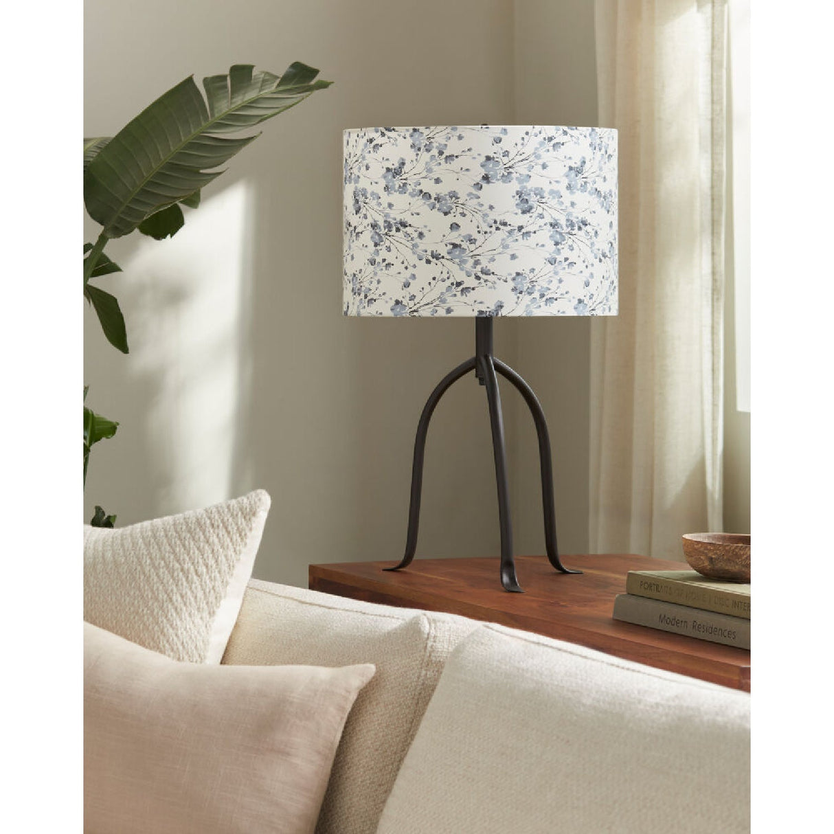 Modern European furniture - Floral Print Linen Table Lamp S - www.oroa.com