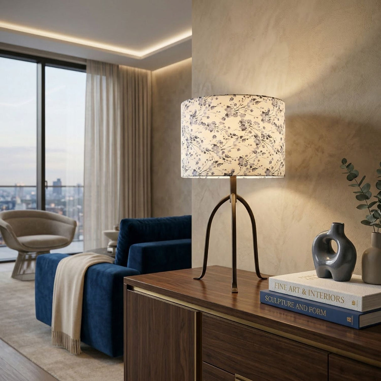 Modern European furniture - Floral Print Linen Table Lamp S - www.oroa.com