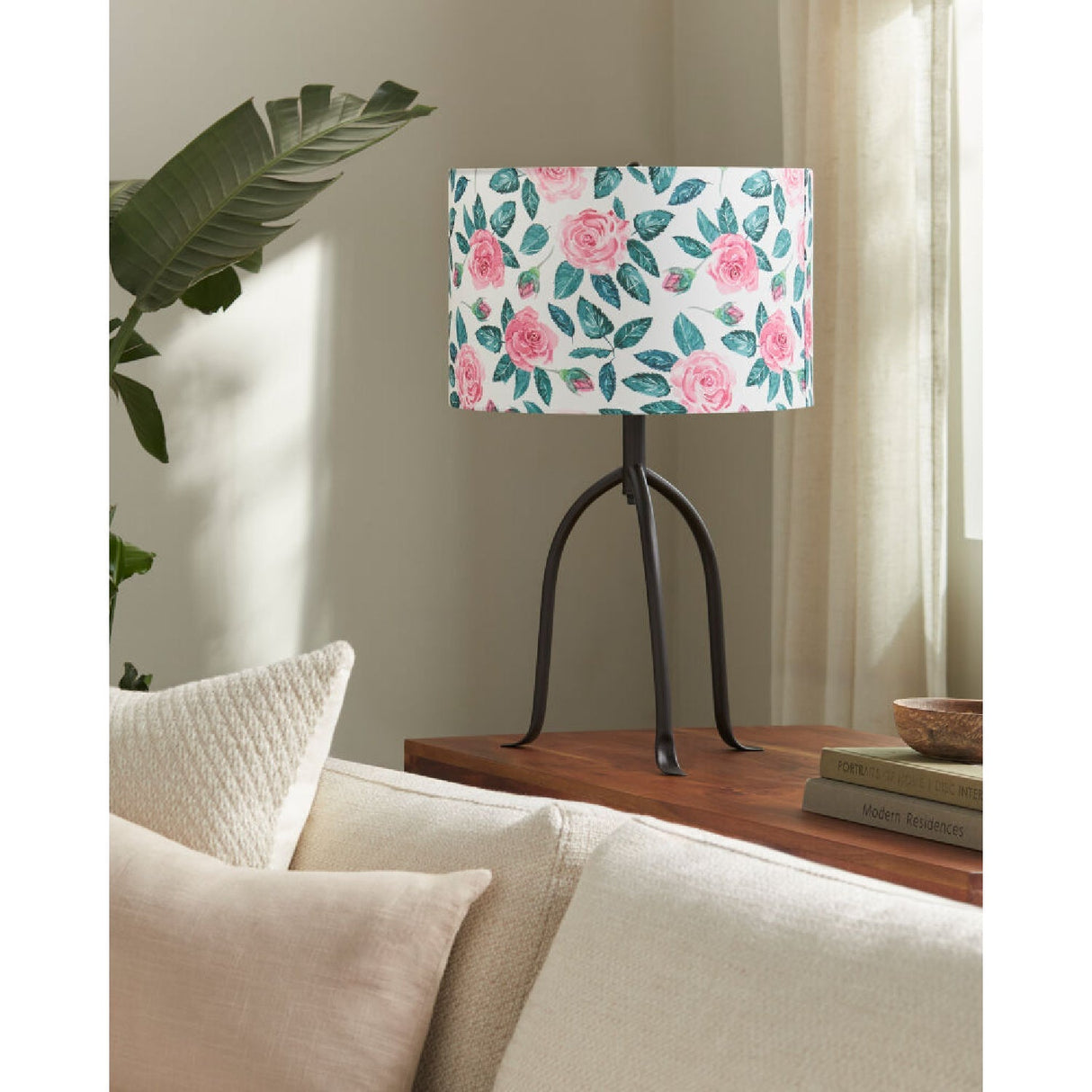 Modern European furniture - Floral Print Linen Table Lamp S - www.oroa.com