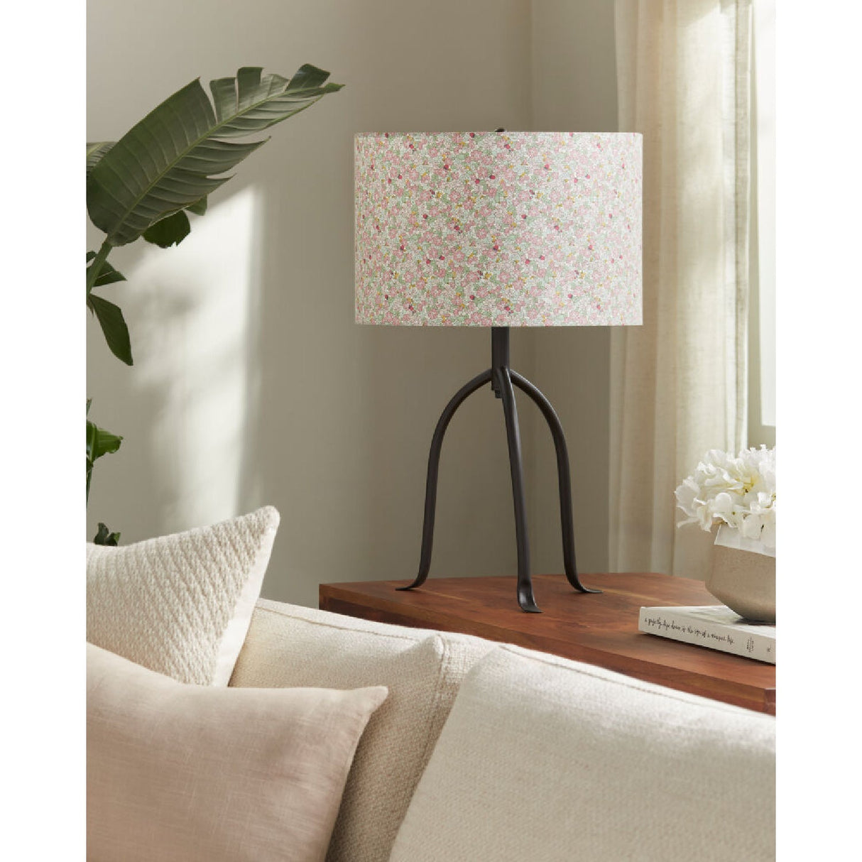 Modern European furniture - Floral Print Linen Table Lamp S - www.oroa.com