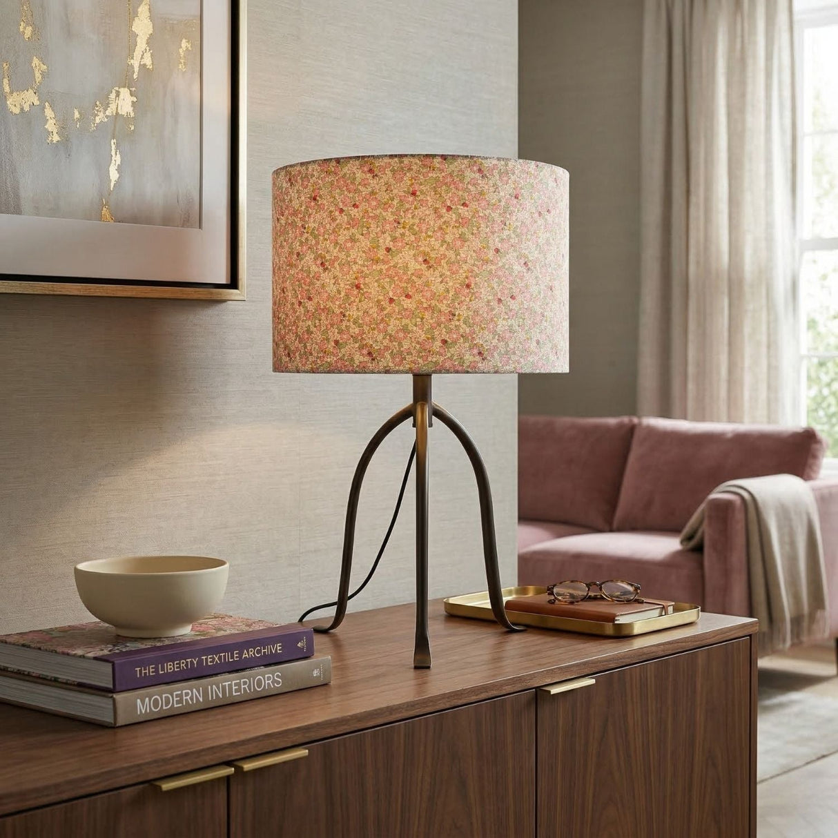 Modern European furniture - Floral Print Linen Table Lamp S - www.oroa.com
