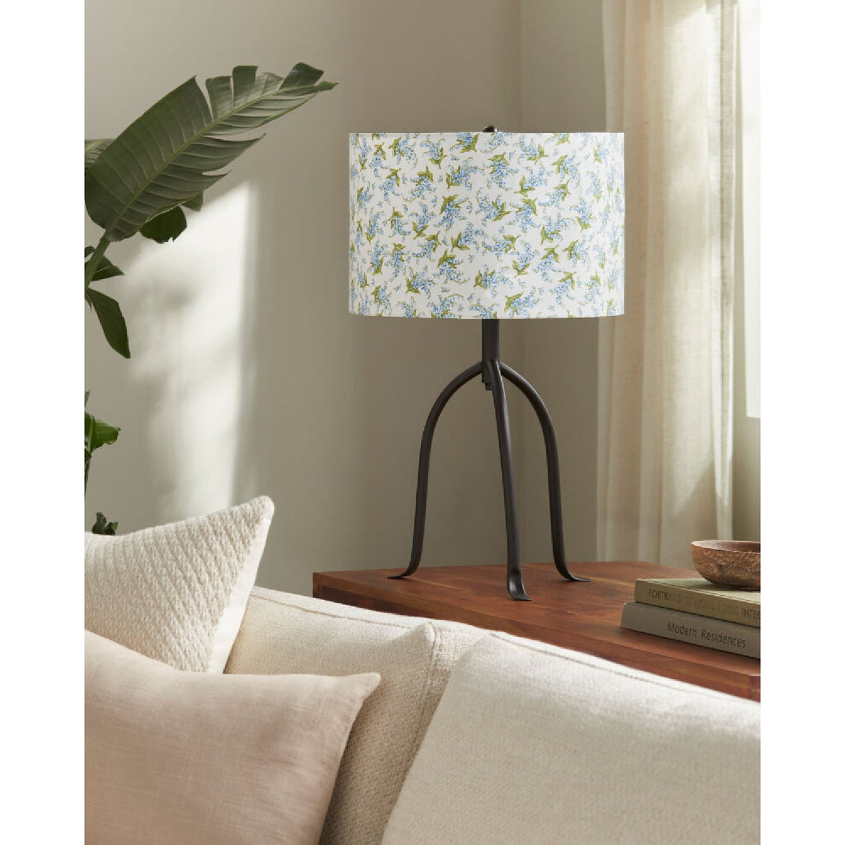 Modern European furniture - Floral Print Linen Table Lamp S - www.oroa.com