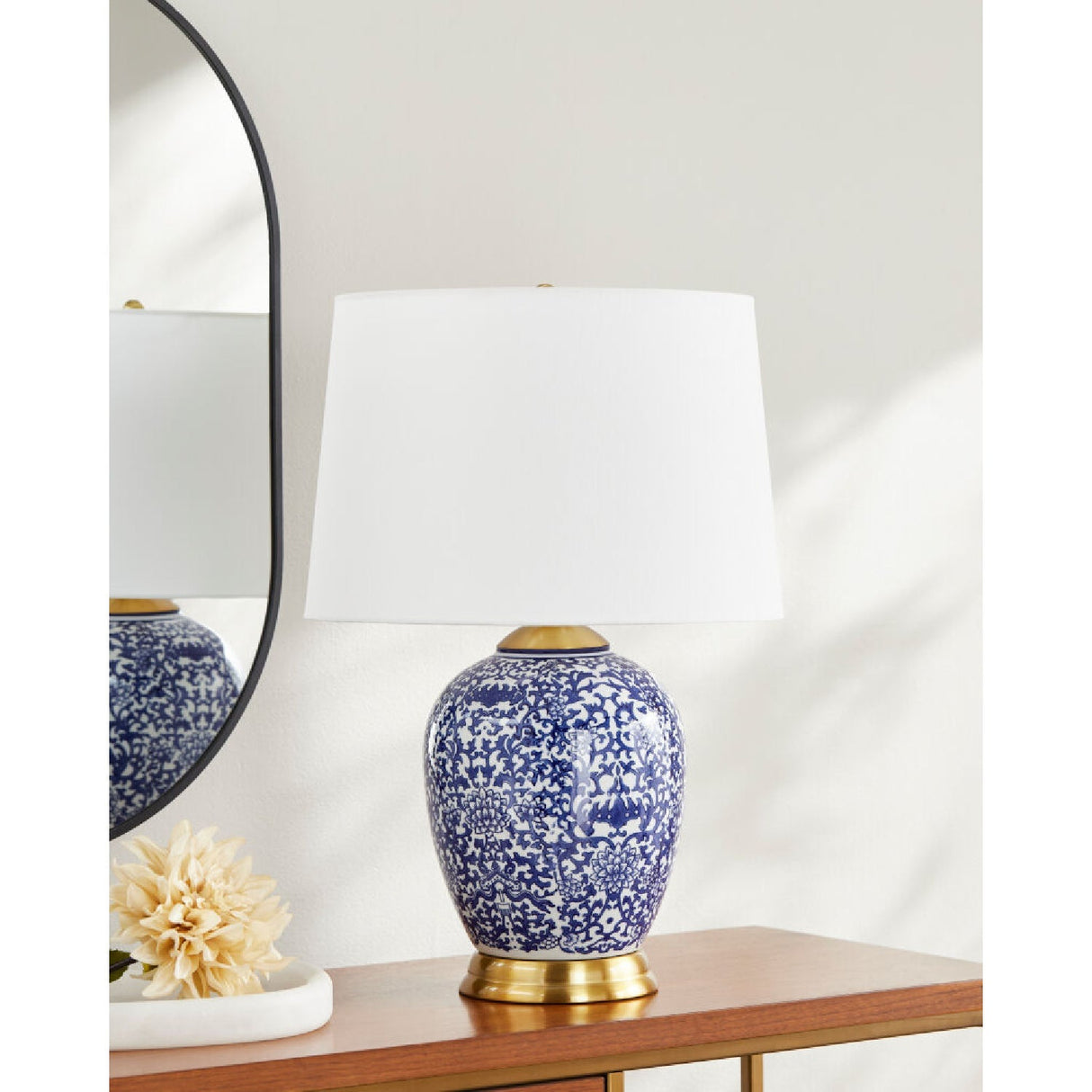 Modern European furniture - Blue Floral Ceramic Table Lamp - www.oroa.com