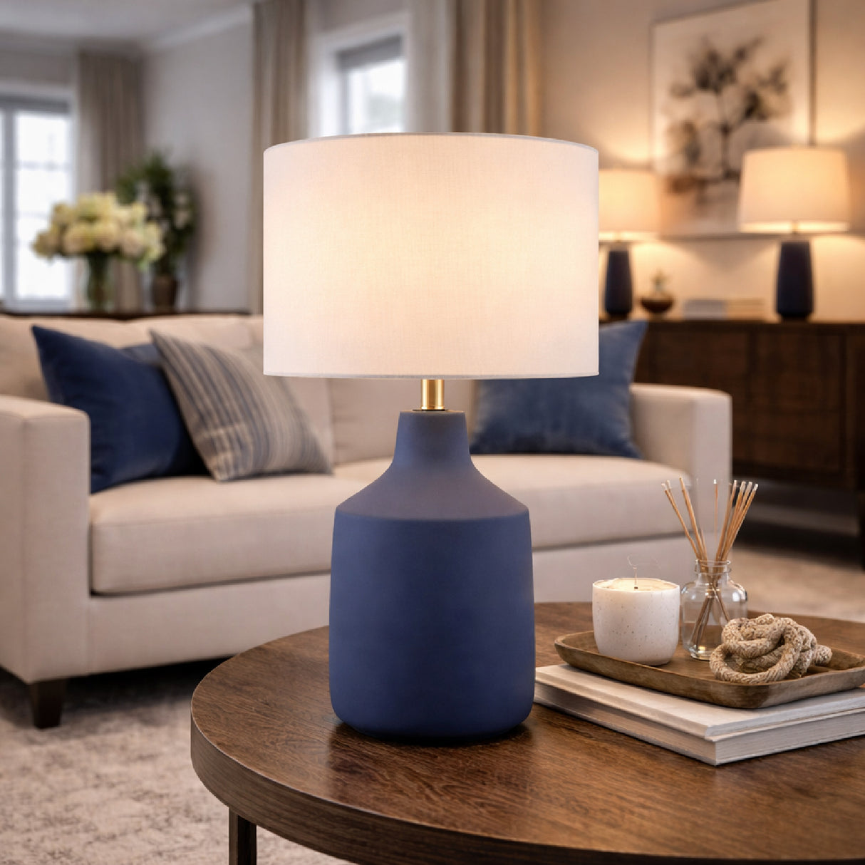Modern European furniture - Painted Cement Accent Table Lamp - www.oroa.com