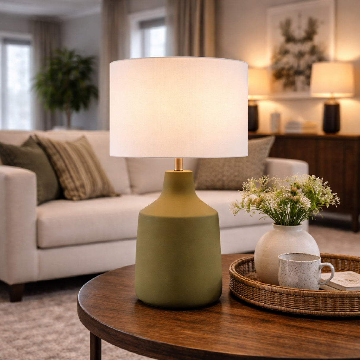 Modern European furniture - Painted Cement Accent Table Lamp - www.oroa.com