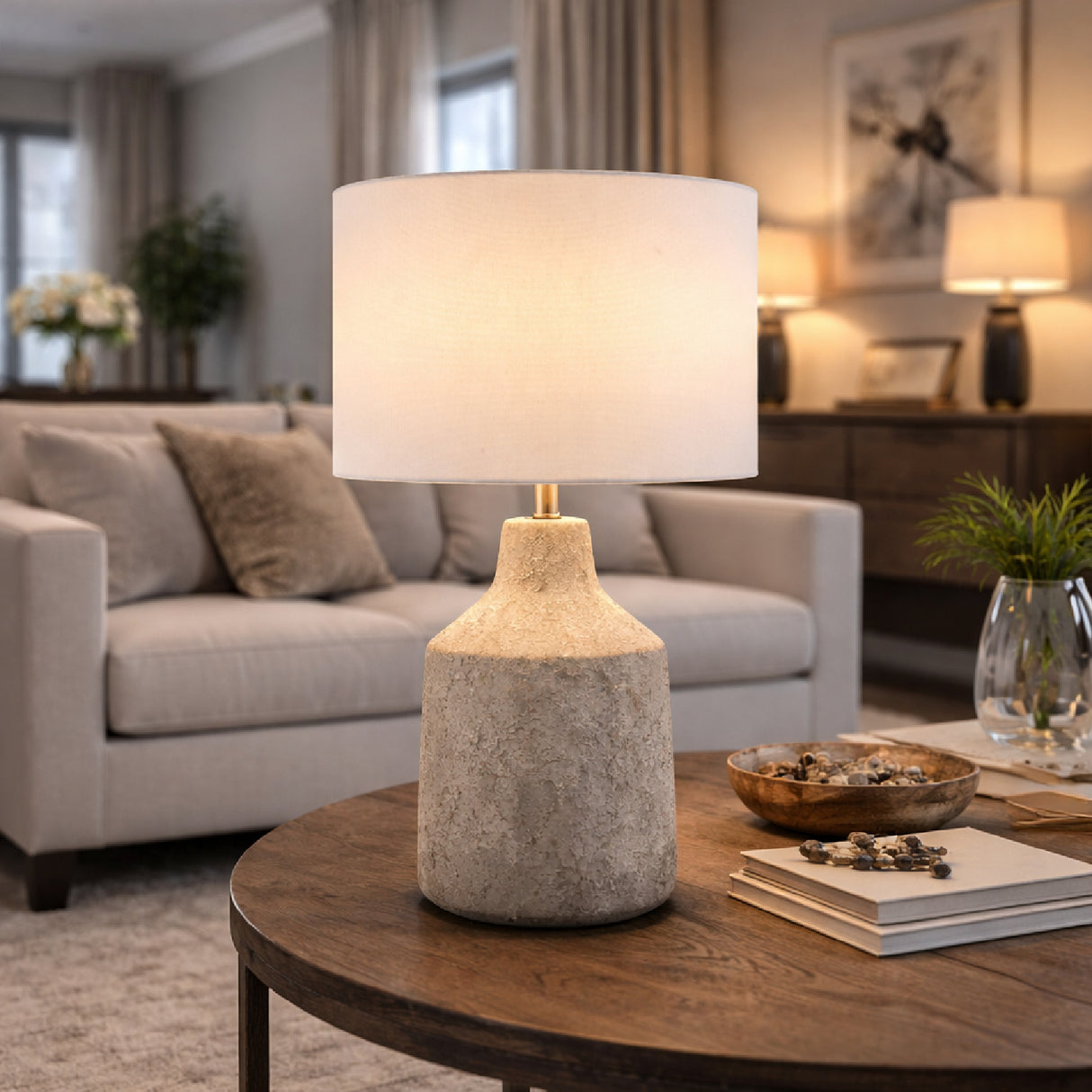 Modern European furniture - Painted Cement Accent Table Lamp - www.oroa.com