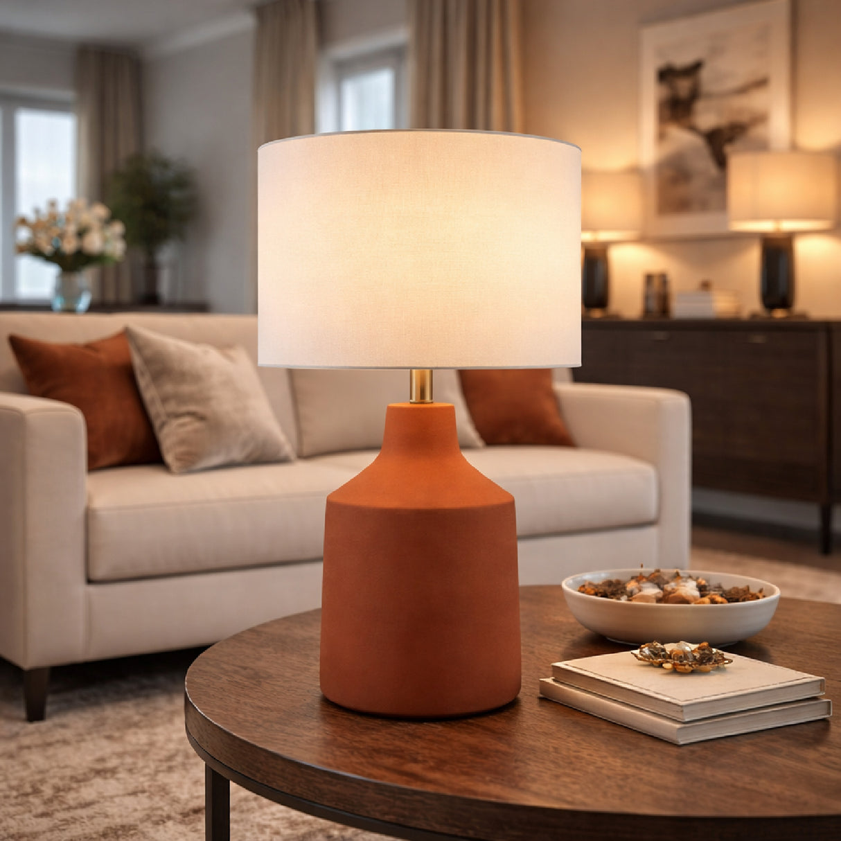 Modern European furniture - Painted Cement Accent Table Lamp - www.oroa.com