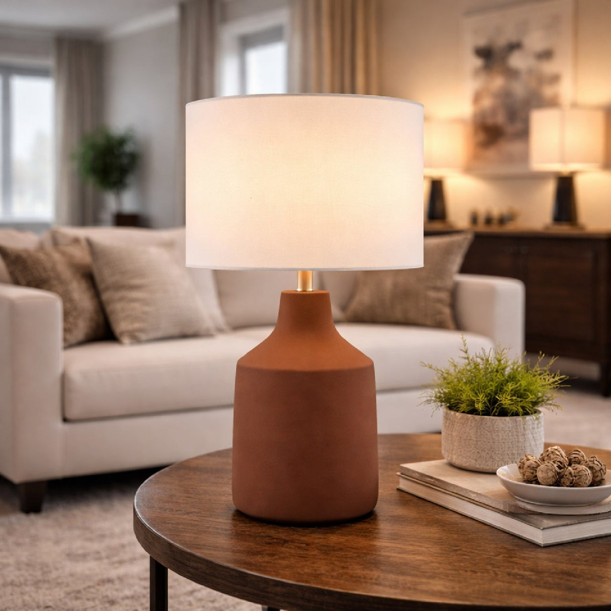 Modern European furniture - Painted Cement Accent Table Lamp - www.oroa.com
