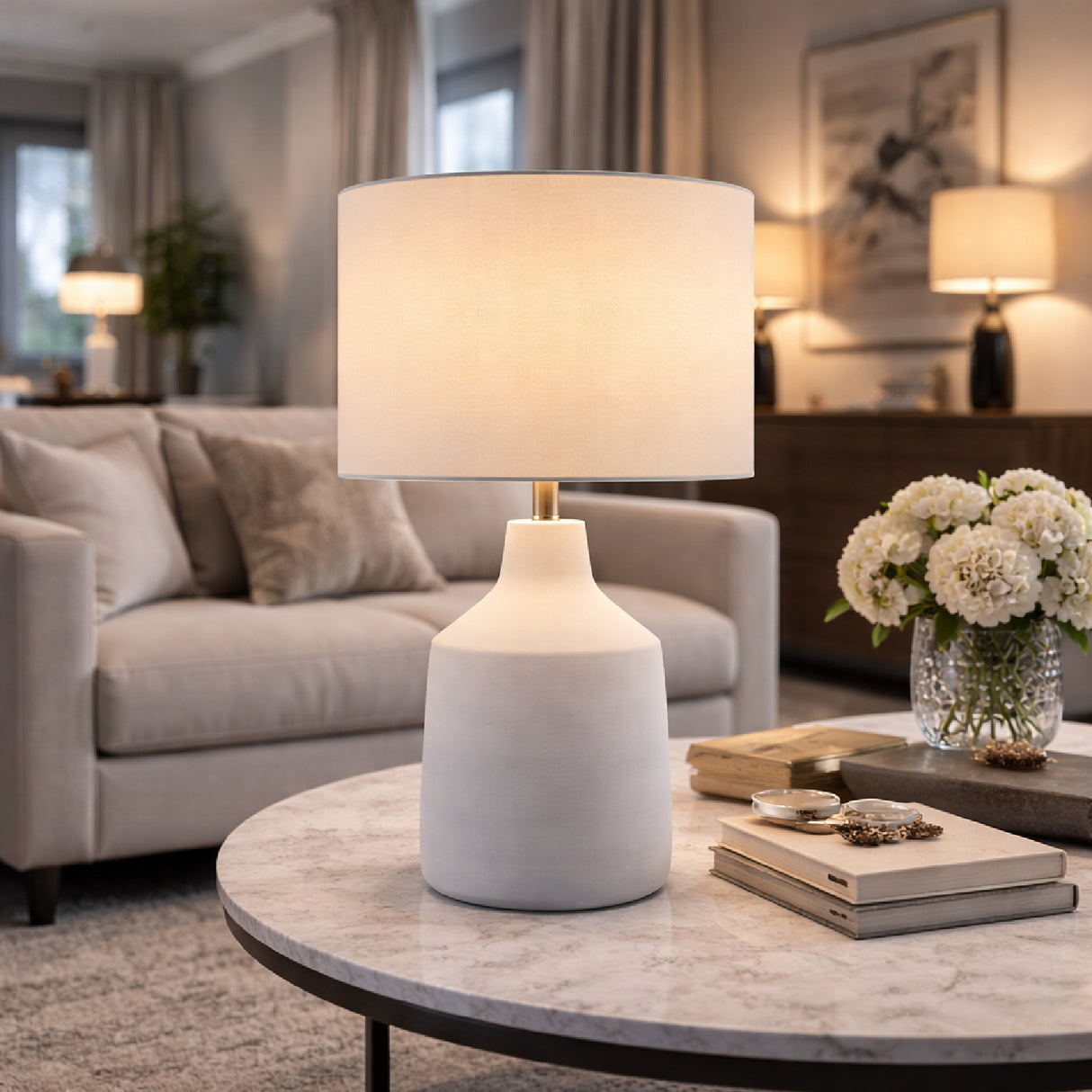 Modern European furniture - Painted Cement Accent Table Lamp - www.oroa.com