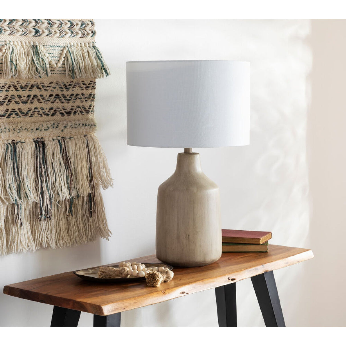 Modern European furniture - Concrete Base Linen Table Lamp - www.oroa.com