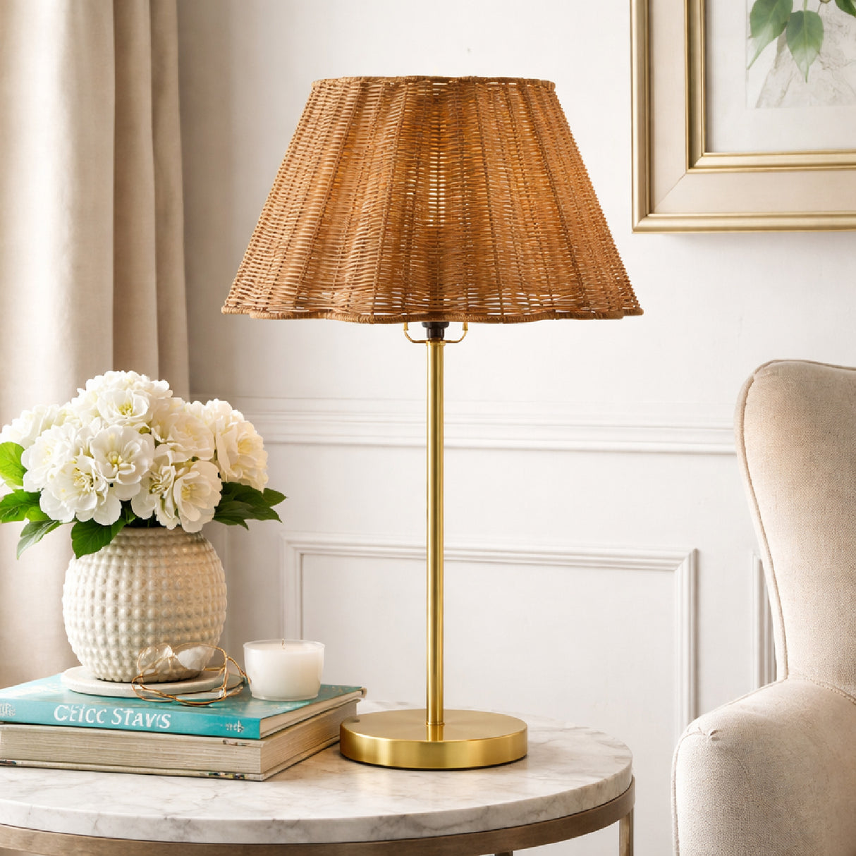 Modern European furniture - Wavy Rattan Accent Table Lamp - www.oroa.com