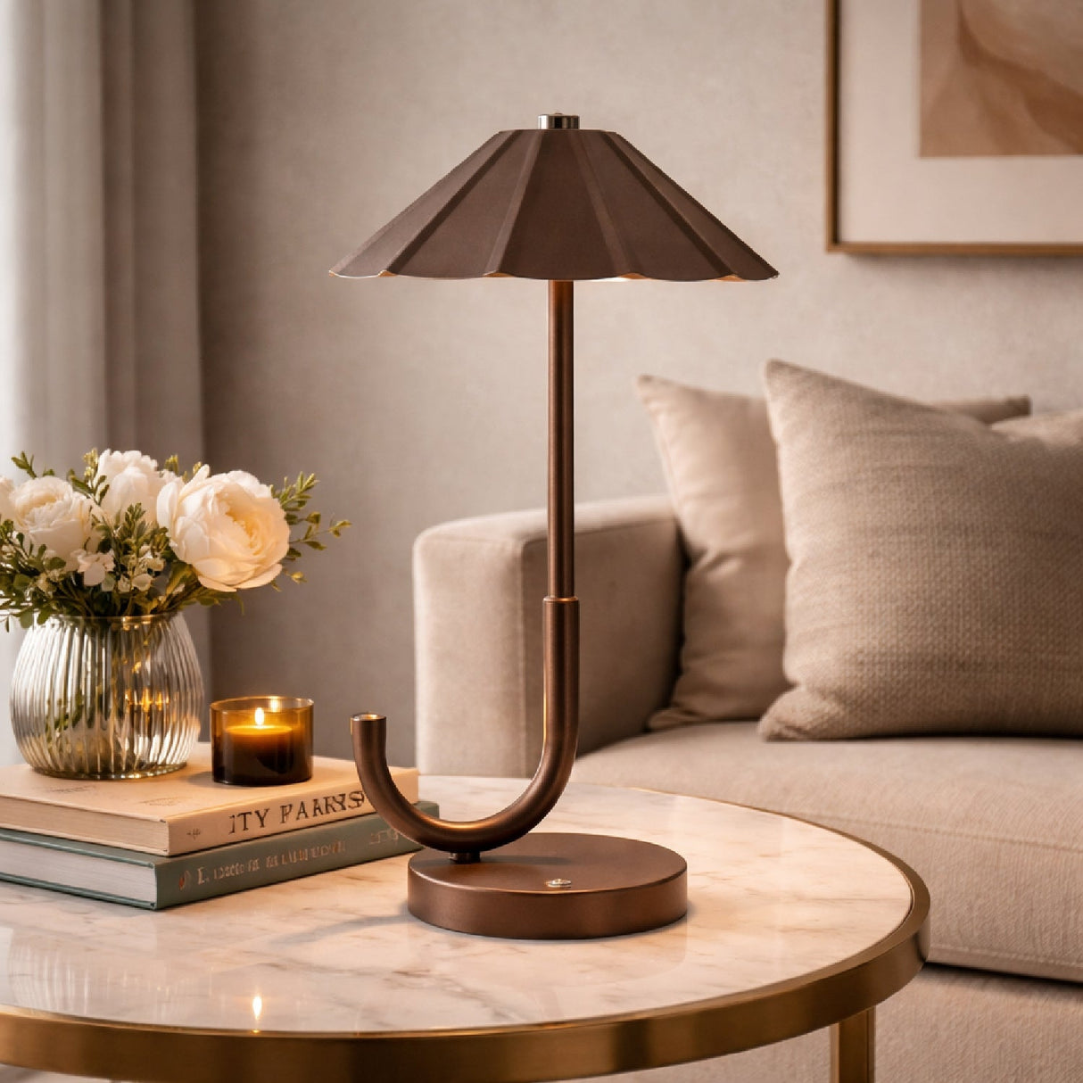 Modern European furniture - Brown Umbrella-Inspired Table Lamp - www.oroa.com