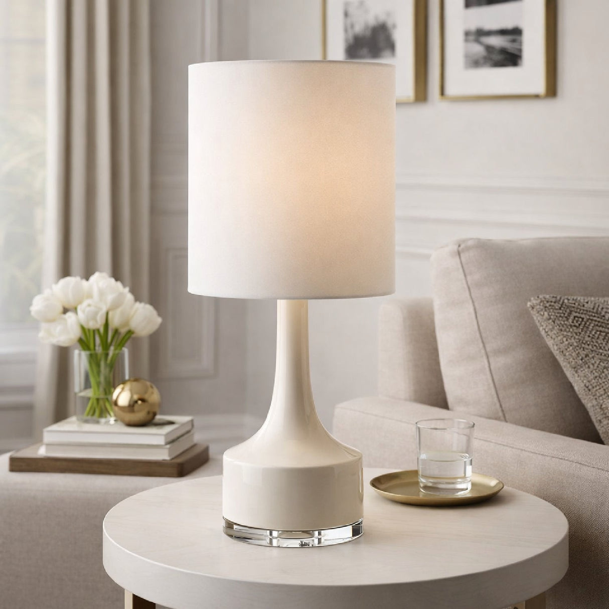 Modern European furniture - Glazed Ceramic Cotton Table Lamp - www.oroa.com