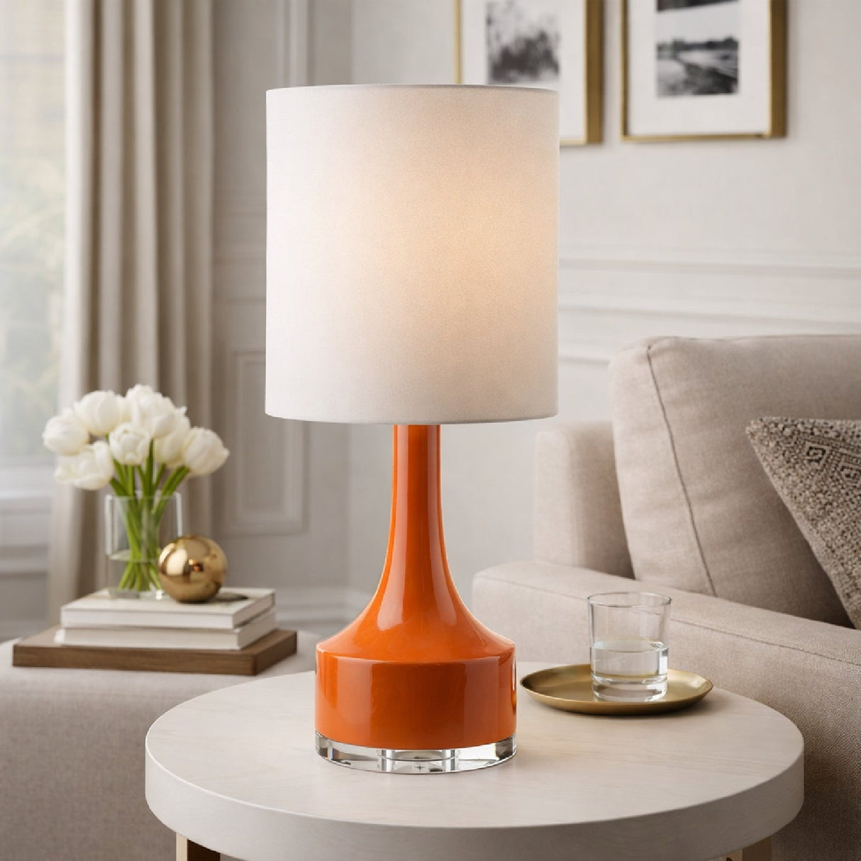 Modern European furniture - Glazed Ceramic Cotton Table Lamp - www.oroa.com