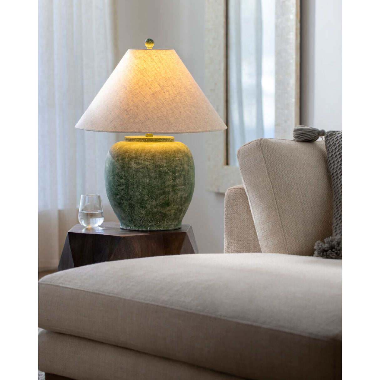 Modern European furniture - Painted Cement Linen Table Lamp - www.oroa.com