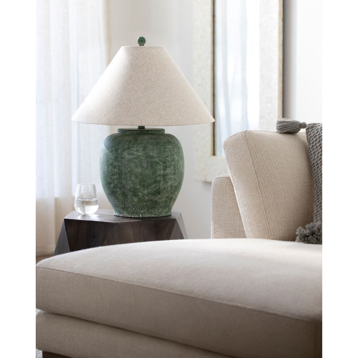 Modern European furniture - Painted Cement Linen Table Lamp - www.oroa.com