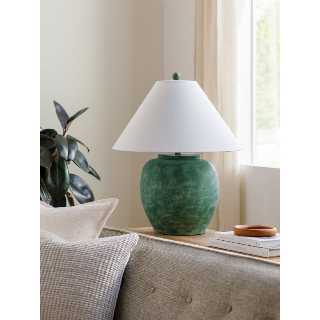 Modern European furniture - Painted Cement Linen Table Lamp - www.oroa.com