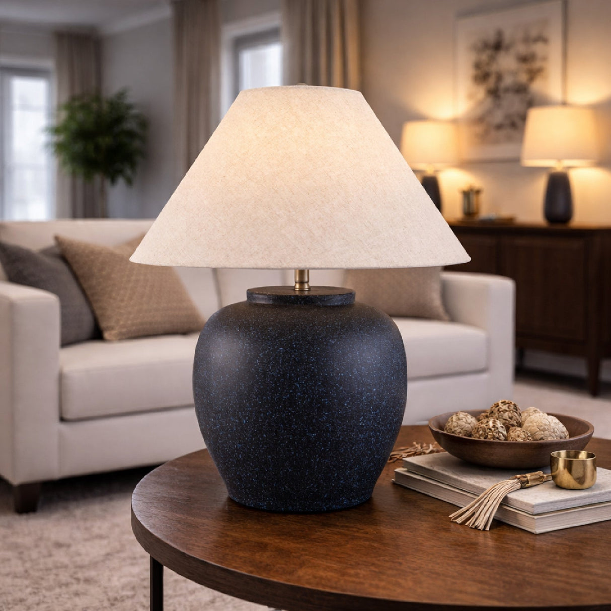 Modern European furniture - Painted Cement Linen Table Lamp - www.oroa.com