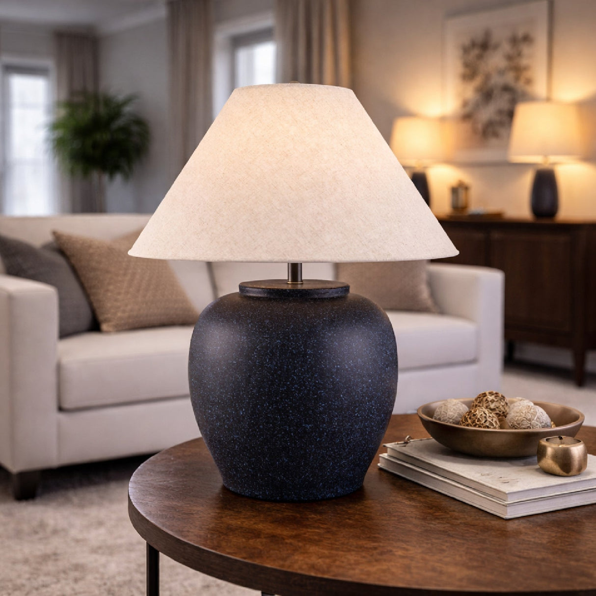 Modern European furniture - Painted Cement Linen Table Lamp - www.oroa.com